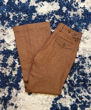 Anthropologie Brown Herringbone Wool Blend Trousers